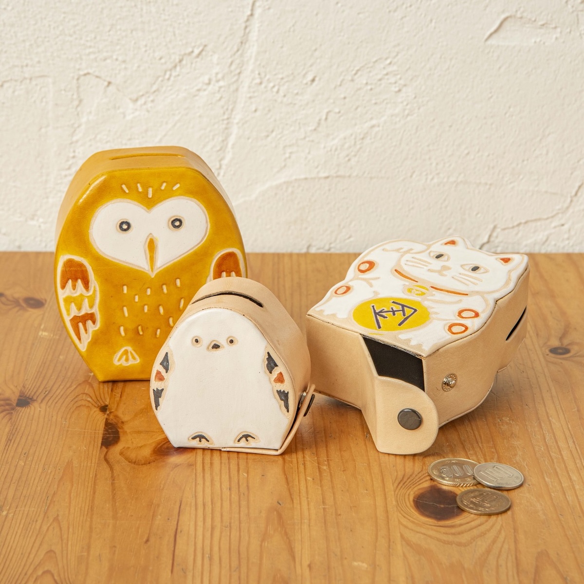 【AND PACKABLE】貯金箱 招き猫&フクロウ&シマエナガ