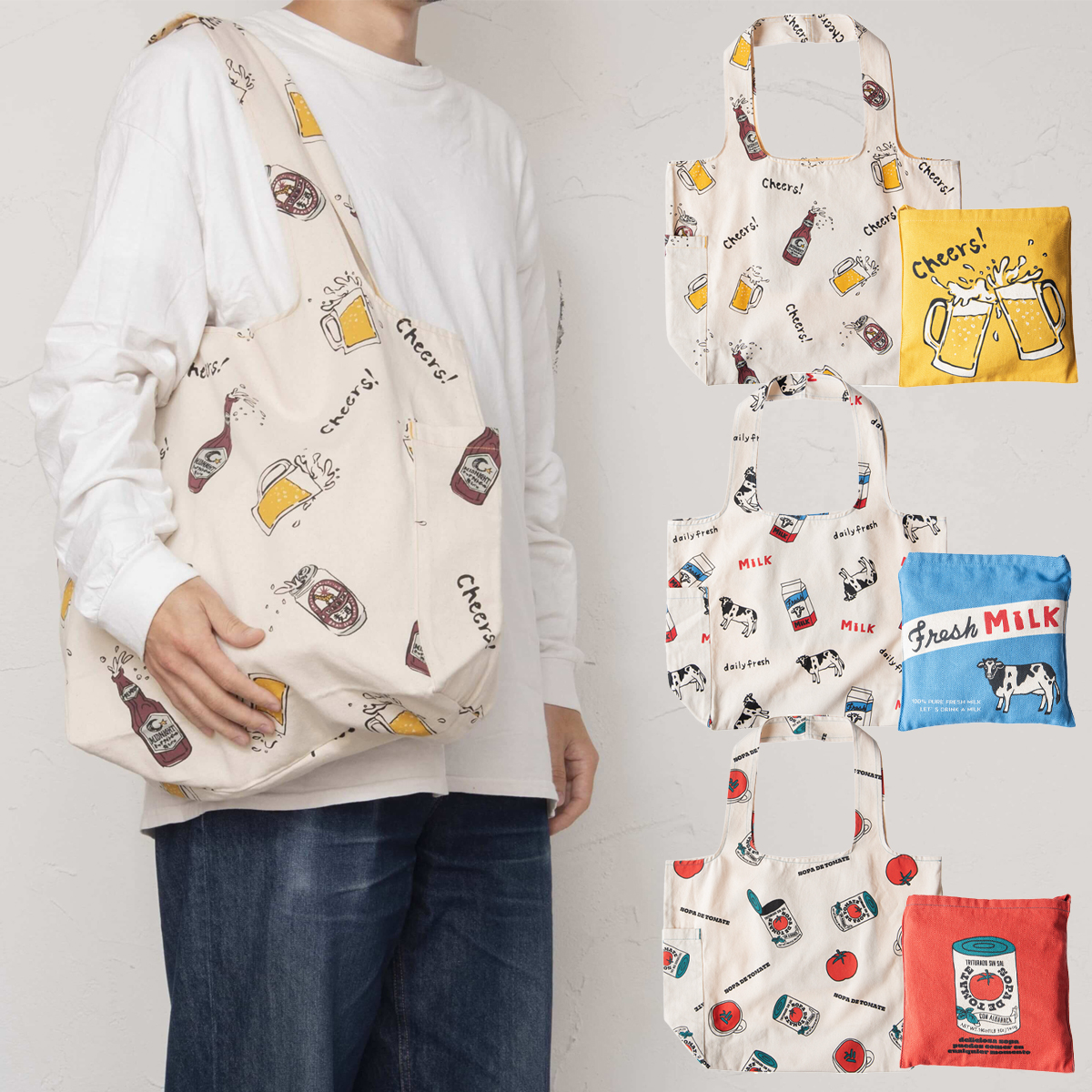 【AND PACKABLE】ツイルマルシェバッグ