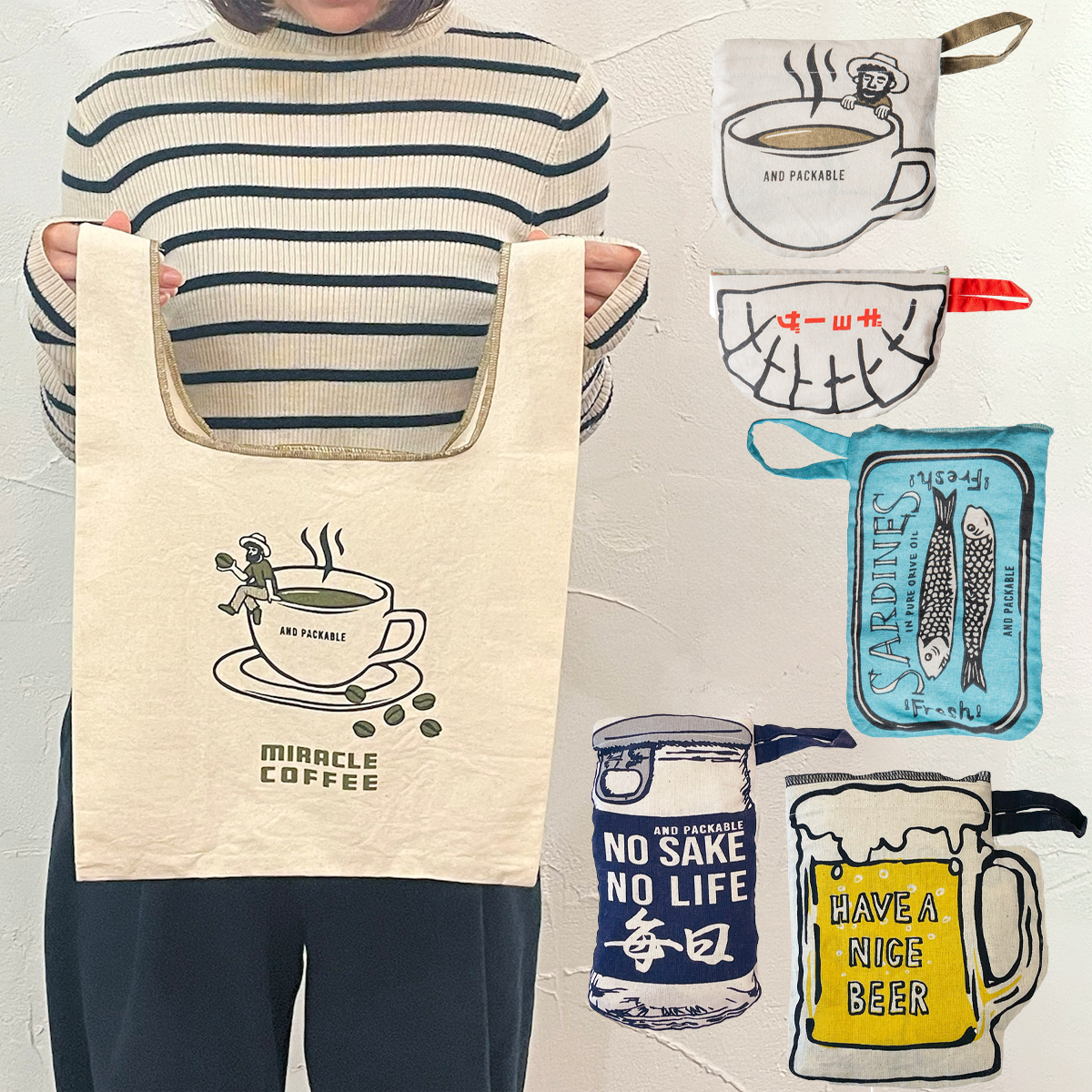 【AND PACKABLE】ミニマルシェバッグ エコバッグ