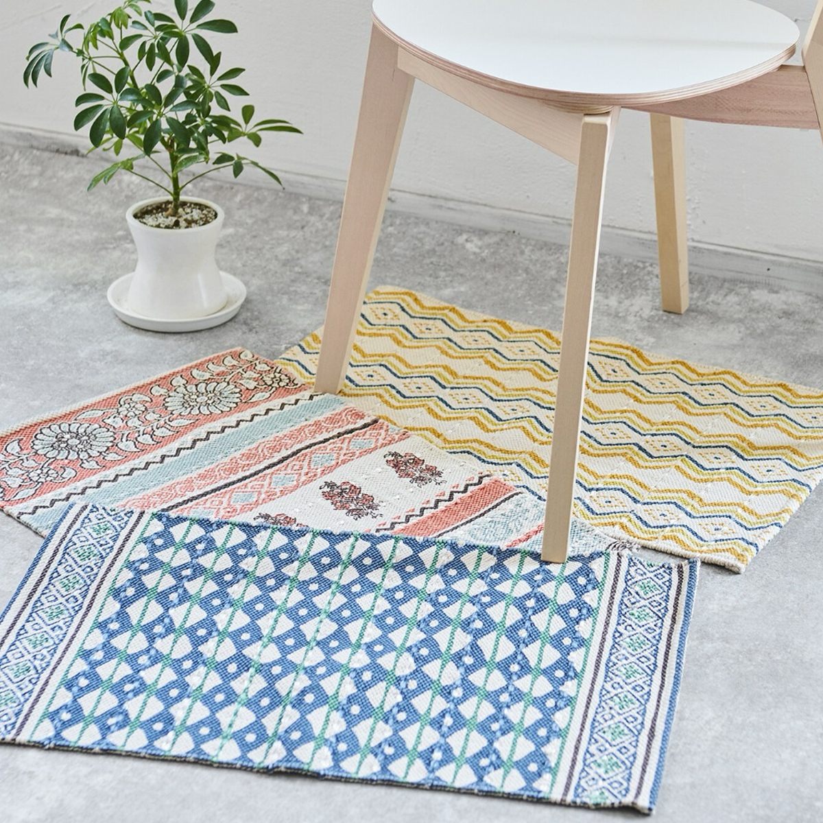 【AND PACKABLE】ドビー織り コーナーマット ラグ インテリア