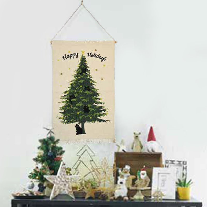 【AND PACKABLE】タペストリー ツリーキャット クリスマス 猫 ねこ インテリア