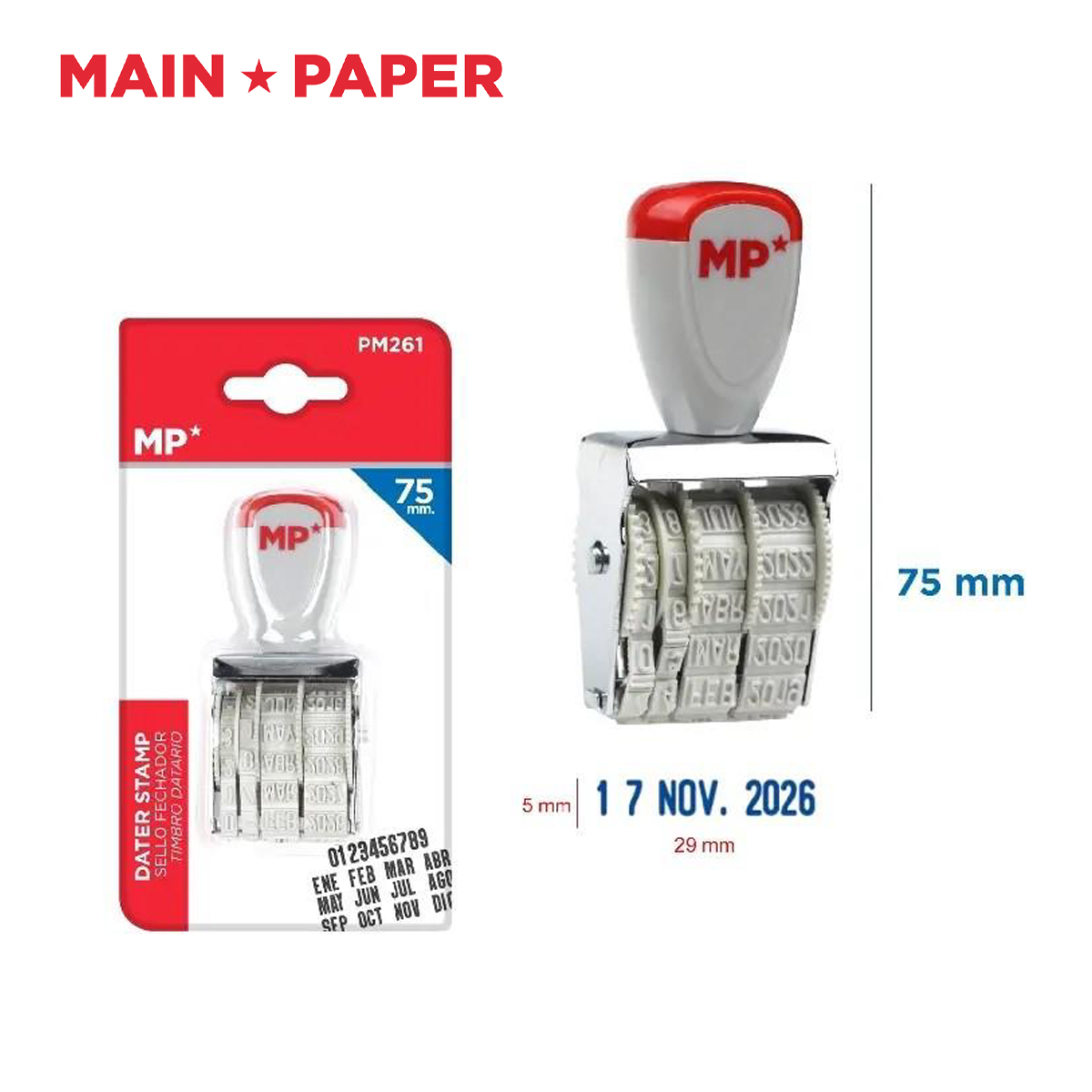 【MAIN☆PAPER】デイトスタンプ 日付スタンプ  文房具