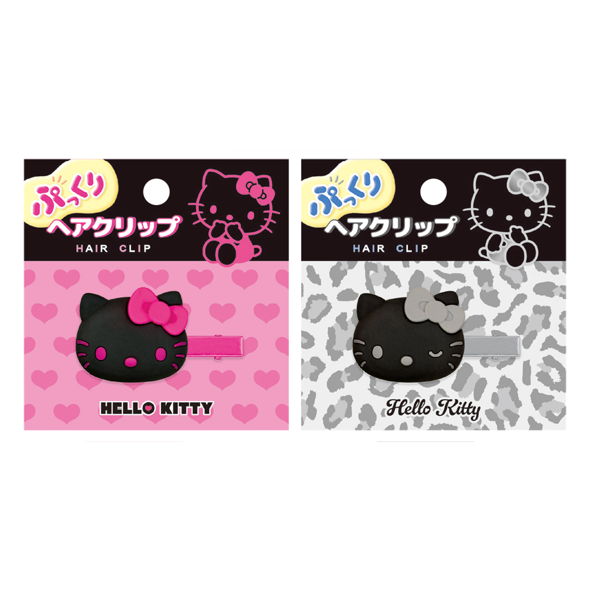 【クラックス】CRUX ぷっくりヘアクリップ ハローキティ ブラックピンク ブラックシルバー