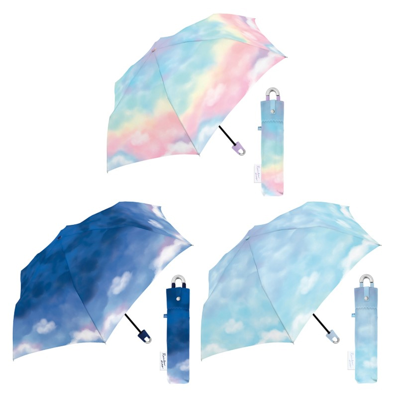 【CRUX】クラックス ミルキートーンアンブレラ スカイ カラビナ付き手元折傘 婦人用 折りたたみ傘