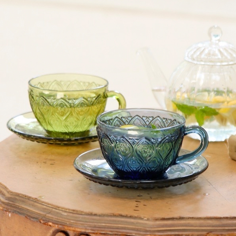 【DULTON】ダルトン GLASS CUP & SAUCER FIORE ガラスカップ&ソーサーフィオーレ