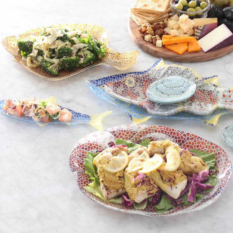 【DULTON】ダルトン GLASS FISHERY PLATE ガラスプレート お皿 トレイ 魚モチーフ