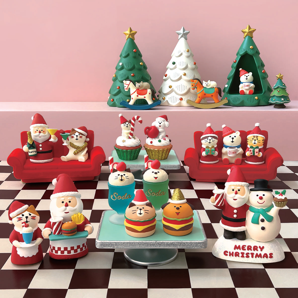《予約・入荷10月上旬以降・メーカー在庫限り》【Decole】concombre コンコンブル サンタズダイナー クリスマス&サンタ&ツリー 犬猫 オブジェ マスコット