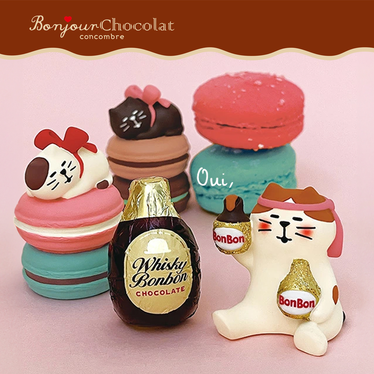 【Decole】concombre コンコンブル Bonjour Chocolat 猫&くま ねこ チョコレート マスコット ミニチュア オブジェ