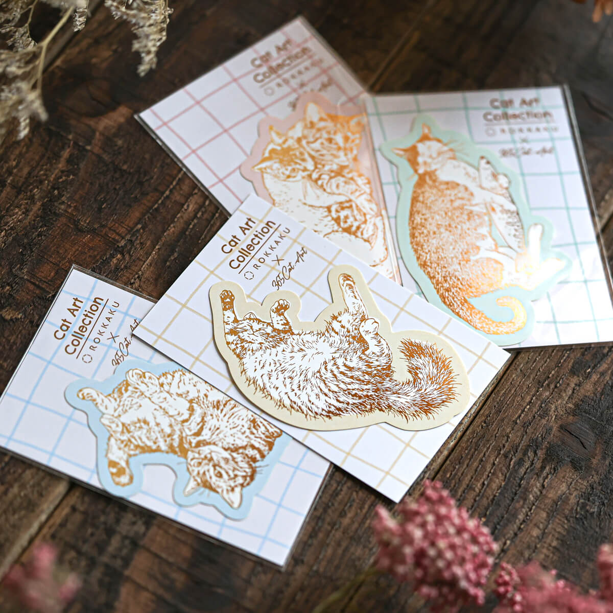 【ROKKAKU×365Cat.Art】Cat Art Collection ステッカー 箔押し 猫 ねこ