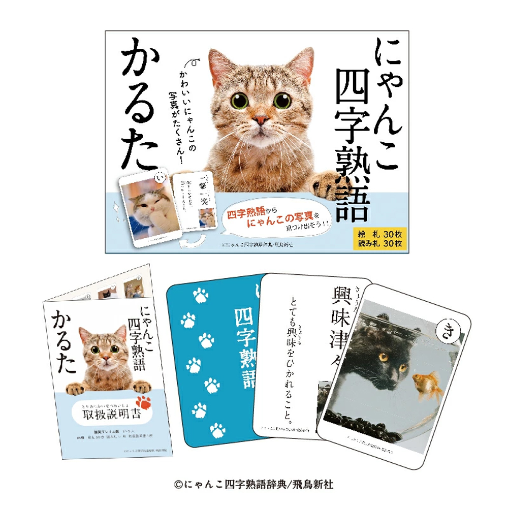 【かるた】かわいい にゃんこ四字熟語辞典 お土産 猫 ねこ インバウンド 日本製 お正月