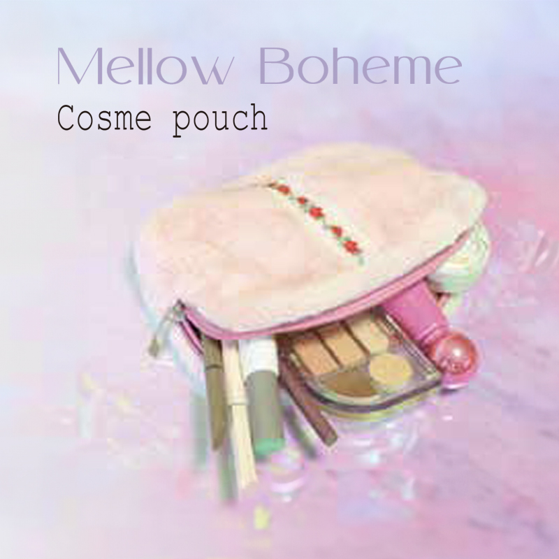 【DUAL STYLE】Mellow Boheme コスメポーチ ボーホースタイル もこもこファー×刺繍&タッセル