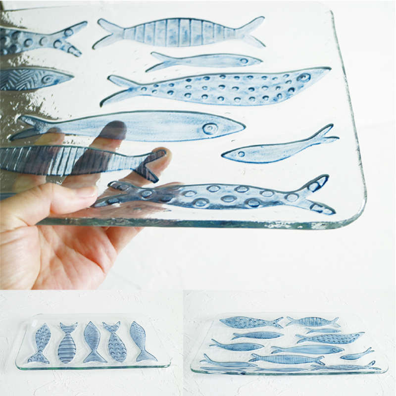 《予約：4月入荷》グラッフェ フィッシュ プレート 食器 皿 魚モチーフ ガラス製