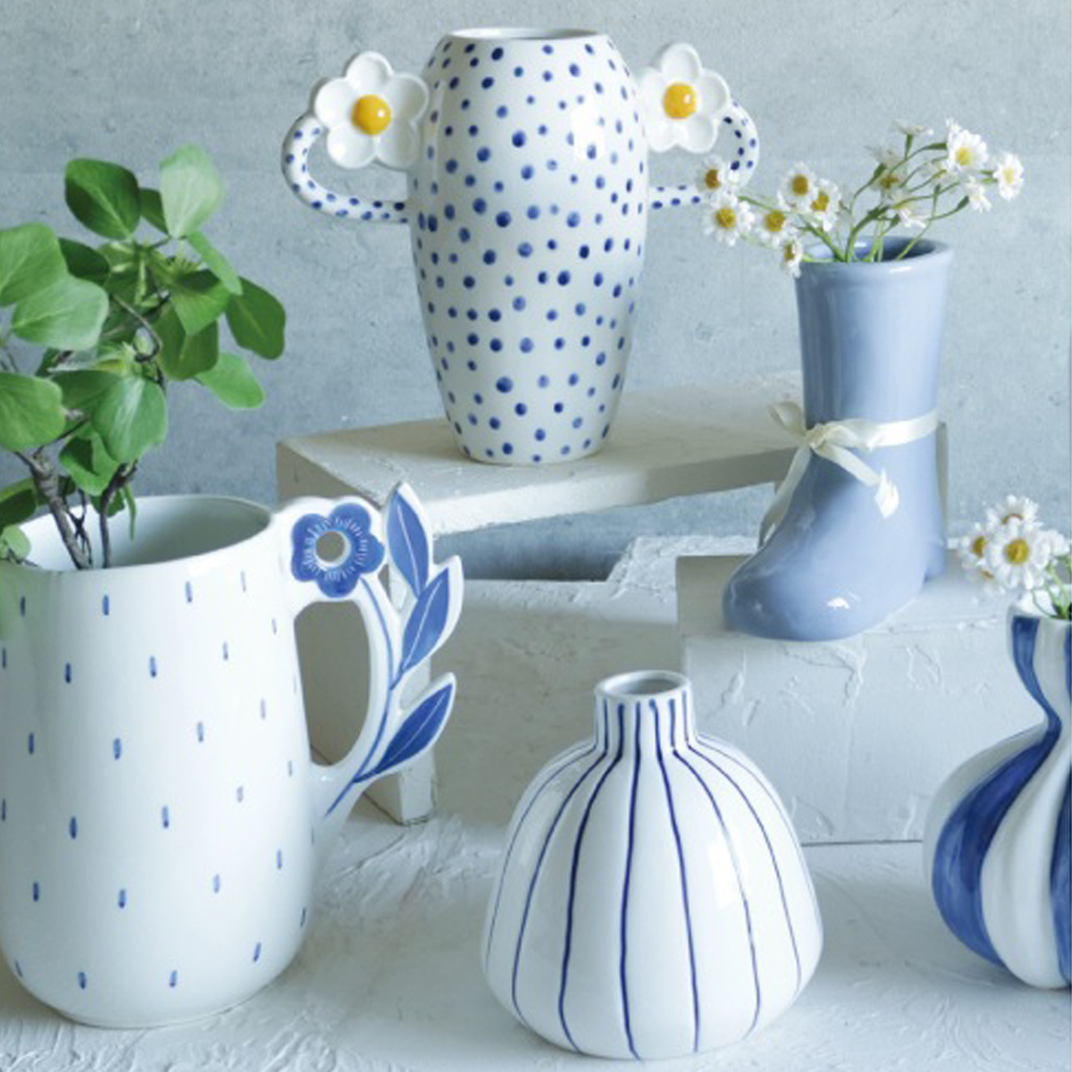《予約：4月中旬》ブルーブーツベース 花瓶 フラワーベース インテリア雑貨