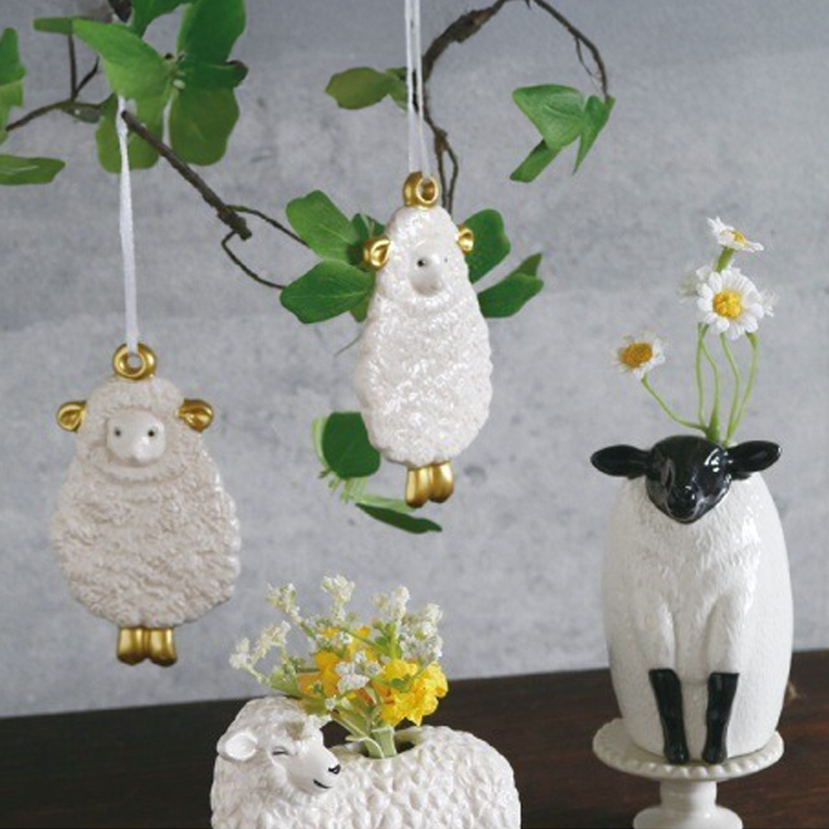 《予約：26年8月入荷》【Global Arrow】アニマルベース 新作 ヒツジ 羊 未年 花瓶 フラワーベース 一輪挿し