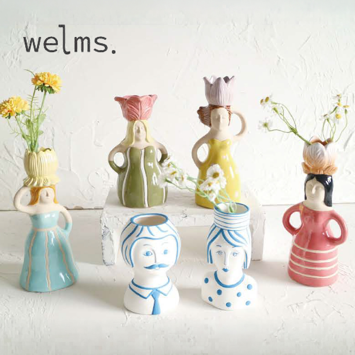 《予約：26年9月上旬以降入荷》welms フリルベース 4姉妹のフラワーベース 花瓶