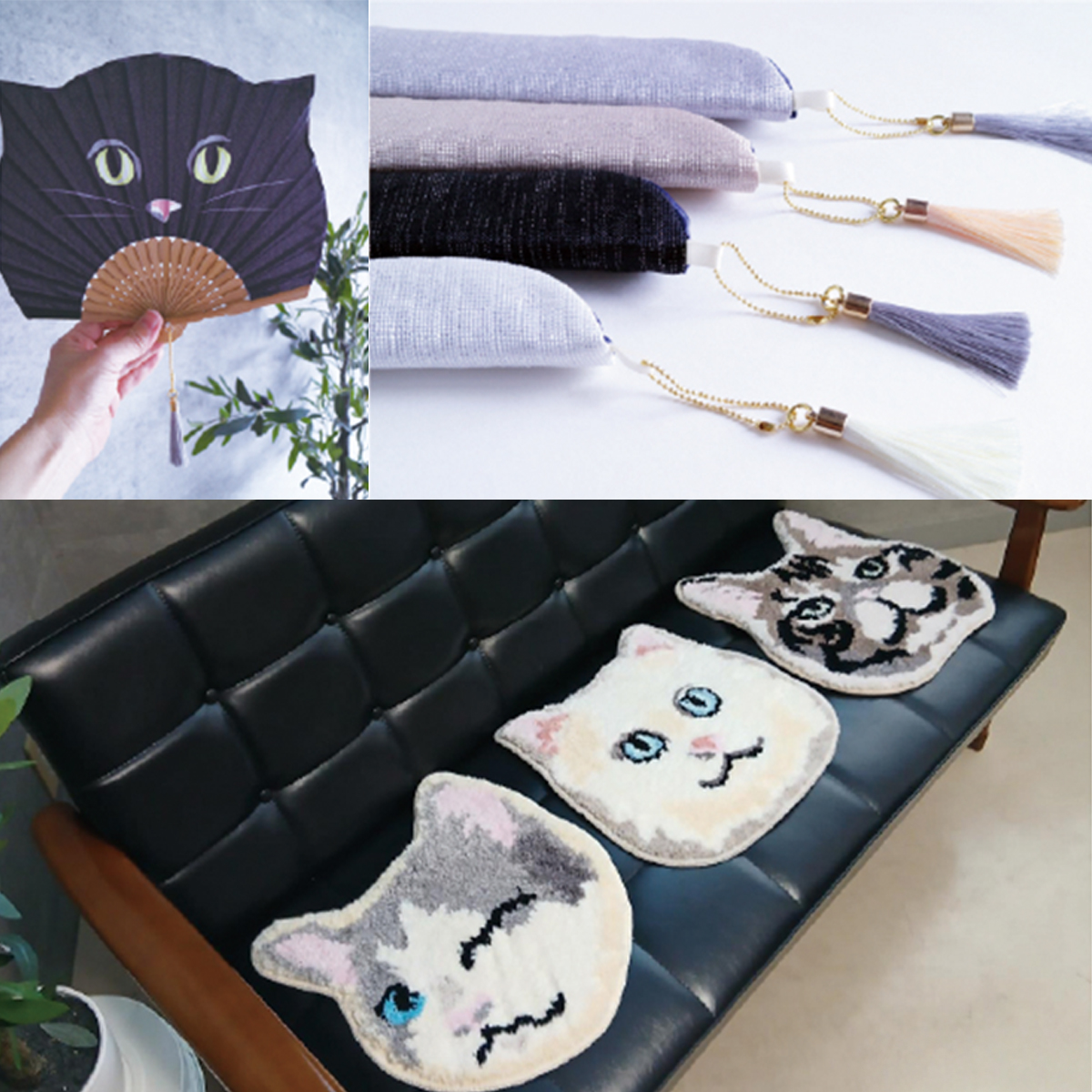 《予約：4月入荷》ナッティ キャット 扇子＆メル キャット チェアマット ねこ 雑貨