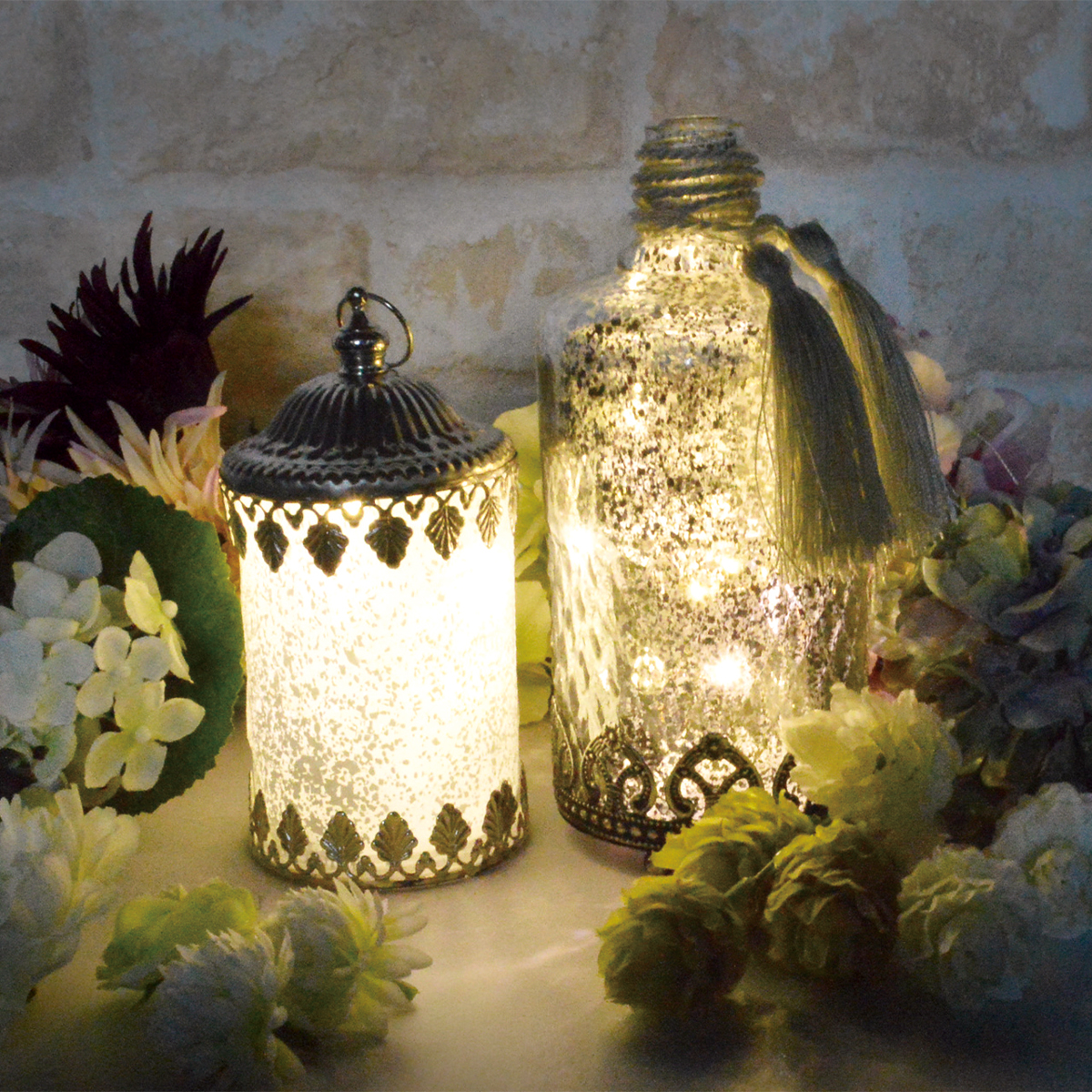 ビジューLEDランタン アラベスク クリスマス