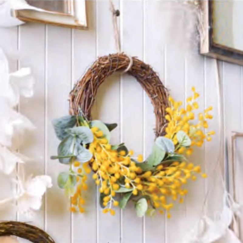 リース ミモザ ユーカリ ボックスウッド