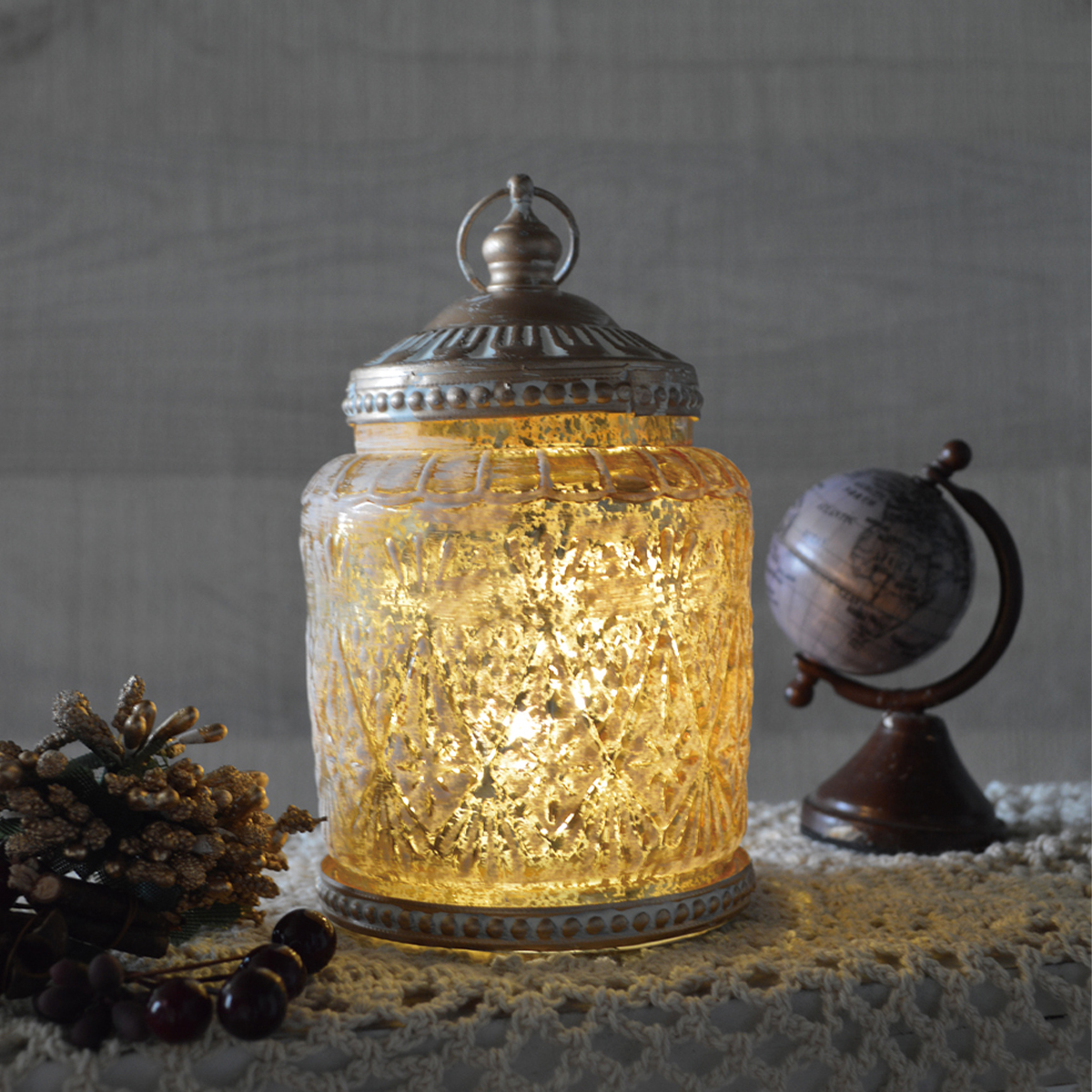 ビジューLEDランタン ブーケ クリスマス