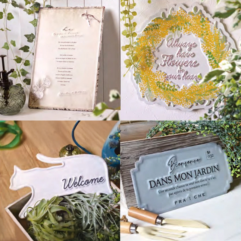 デザインボードメタル M＆Lサイズ  ガーデニング ミニョン テイル ミモザリース キャット