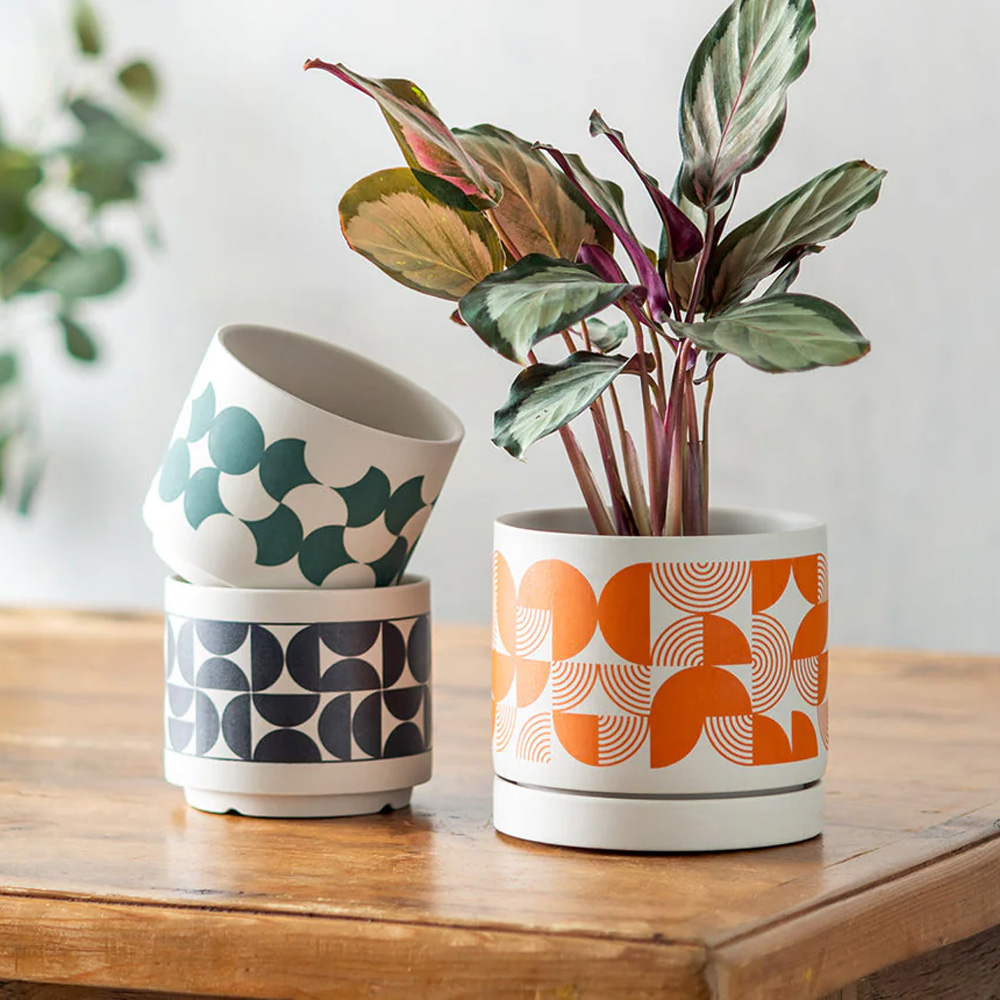 《予約3月中旬入荷》パターンポット 3.5号＆4.5号 植木鉢 プランター レトロサークル