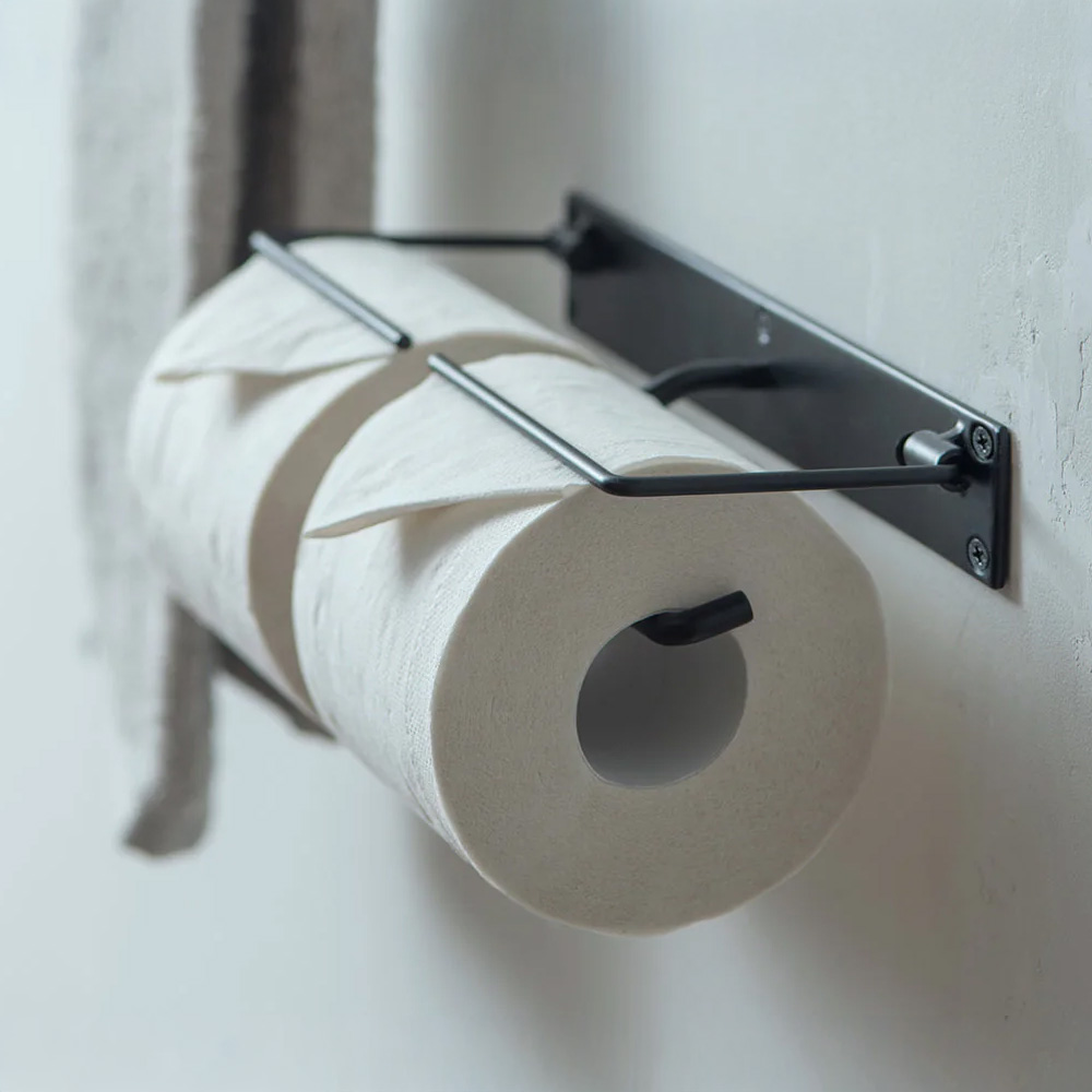 《予約3月中旬入荷》トイレットペーパーホルダー シングル＆ダブル ブラック アンティークゴールド