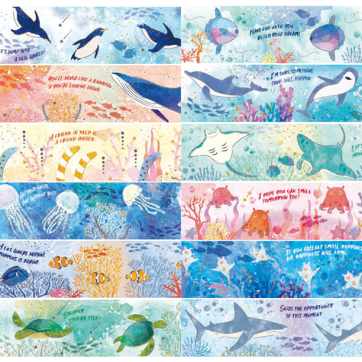 【SAIEN】オリジナルシリーズ Marine Life 金箔&銀箔 マスキングテープ20mm 和紙