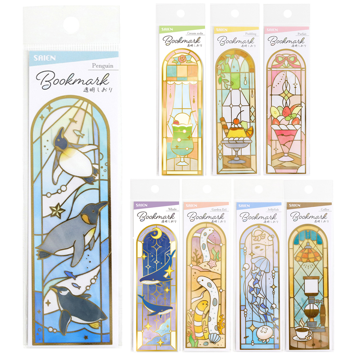 【金箔押し】透明しおり 女性向け ステーショナリー