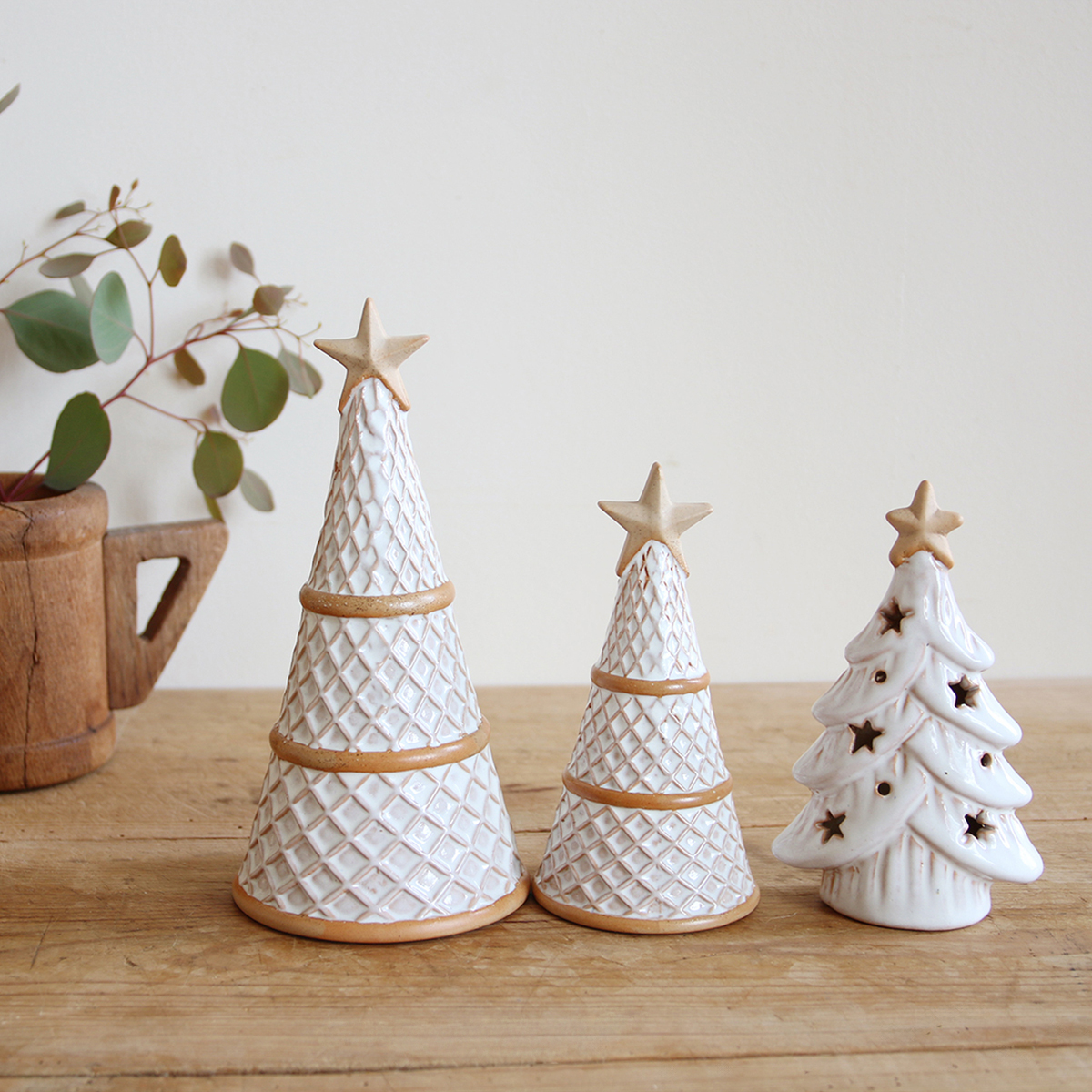 《予約：4/17（金）受注締切》【クリスマス】セラミックオブジェ コーンツリー Mサイズ