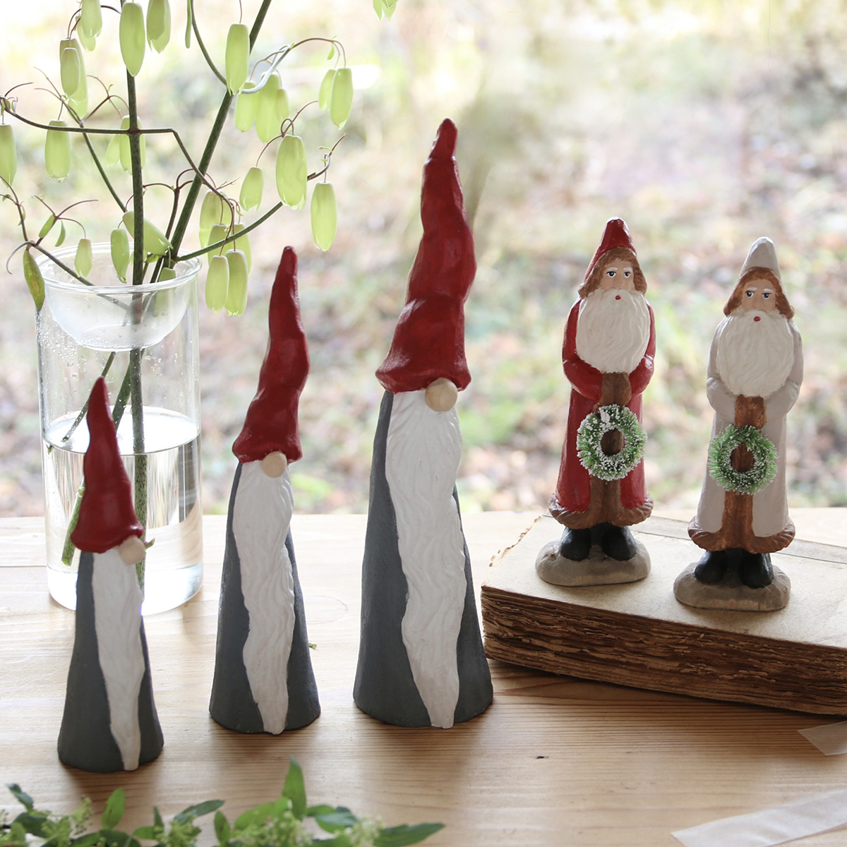 《予約：4/17（金）受注締切》【クリスマス】木製オブジェ ノーム＆サンタ オブジェ