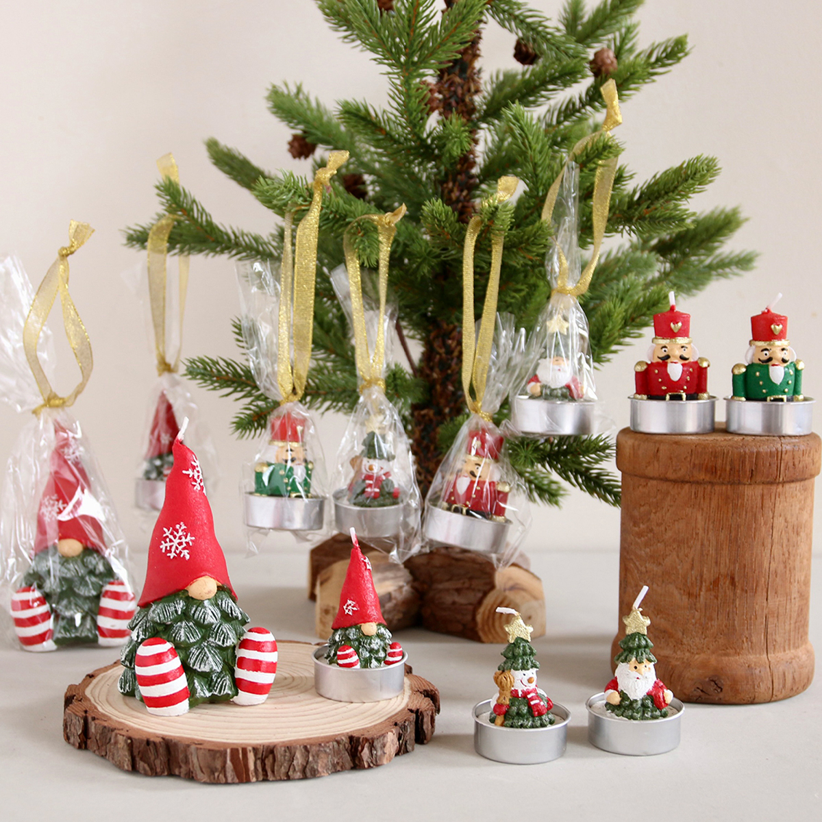 《予約：4/17（金）受注締切》【クリスマス】ラッピングキャンドルオーナメント 飾り付け オブジェ