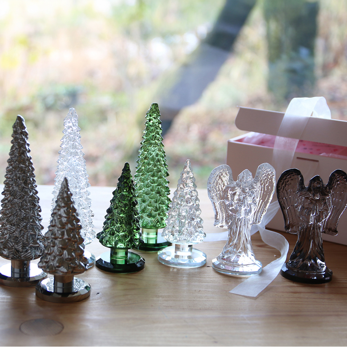 《予約：4/17（金）受注締切》【クリスマス】クリスタルガラスオブジェ エンジェル＆ツリー