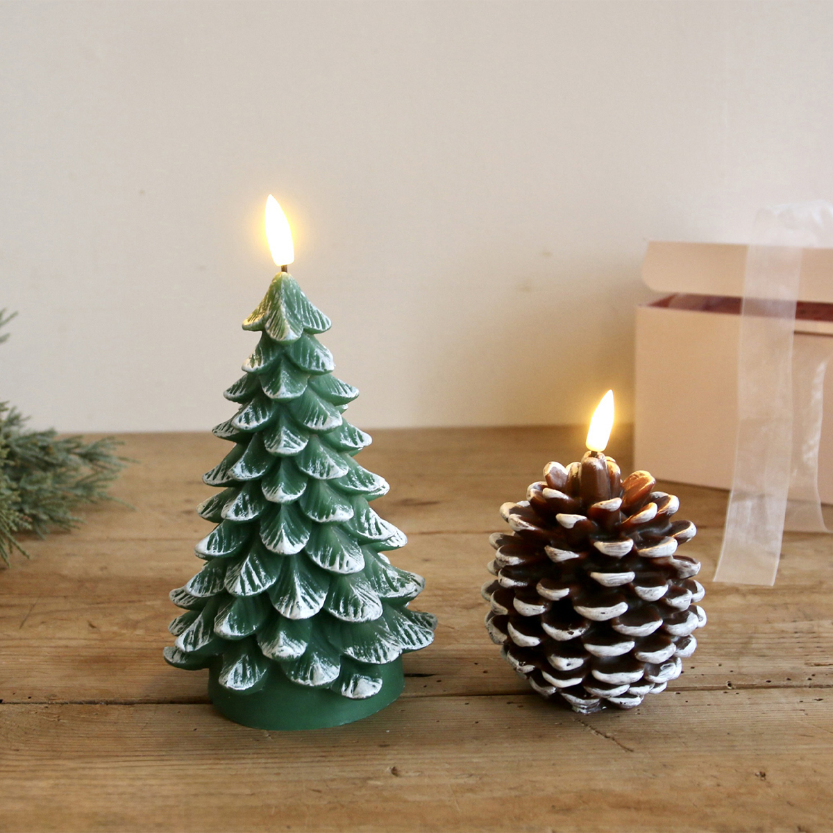 《予約：4/17（金）受注締切》【クリスマス】LEDテーパーキャンドル ツリー＆パイン