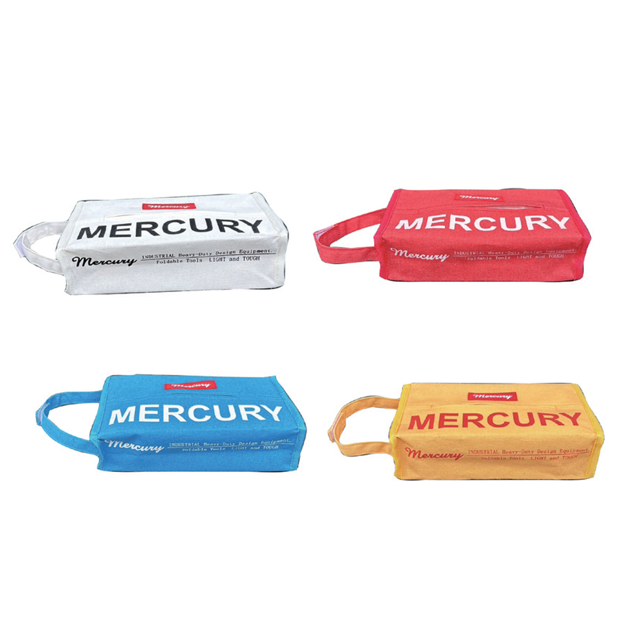 マーキュリー キャンバス ティッシュボックスカバー ブルー レッド