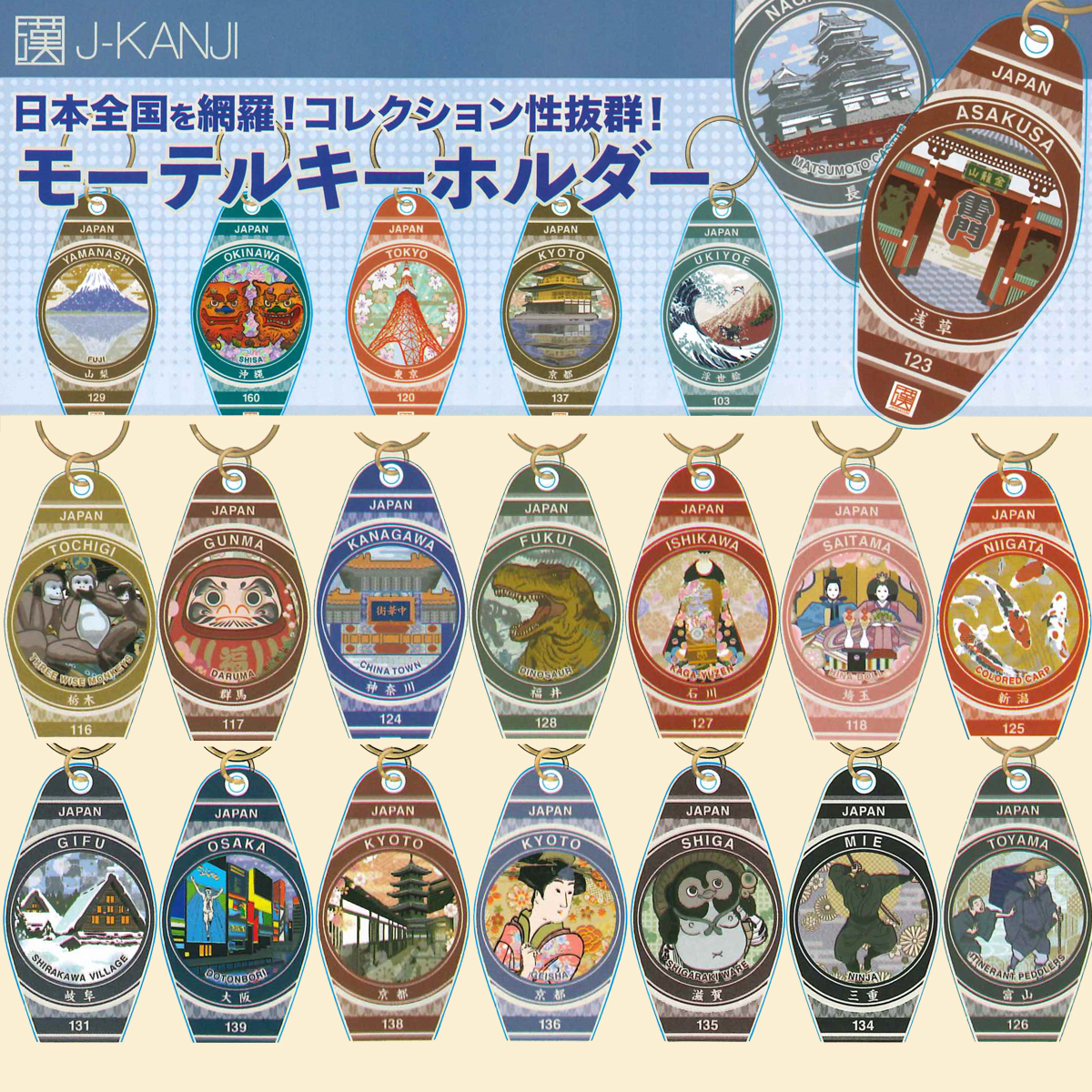 【J-KANJI】OMIYAGE モーテルキーホルダー 日本 お土産 インバウンド 2