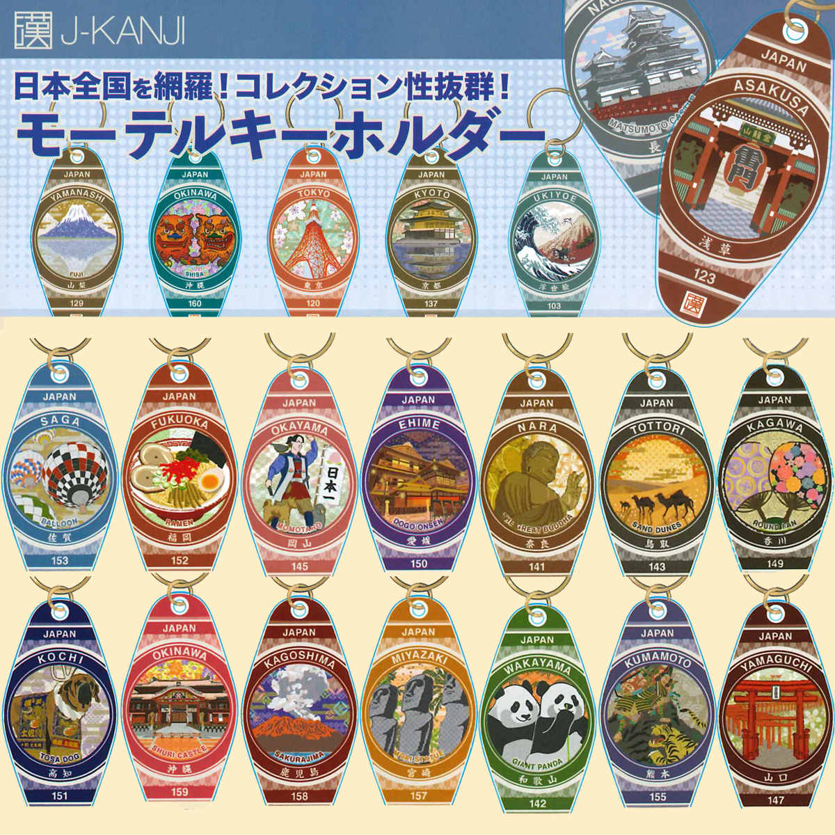 【J-KANJI】OMIYAGE モーテルキーホルダー 日本 お土産 インバウンド 3