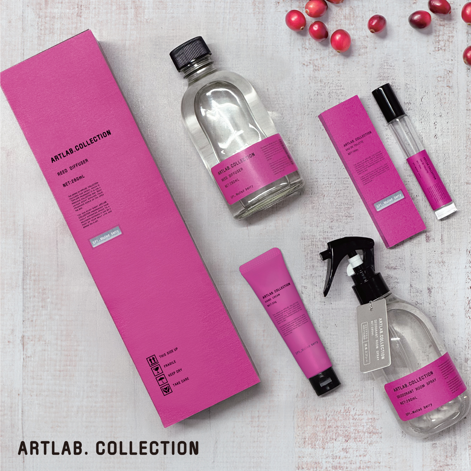 《予約：7/10(木)受注〆・入荷10月以降》【ARTLAB. COLLECTION】アートラボコレクション マルドベリー リードディフューザー&オードトワレ&ハンドクリーム&ルームスプレー