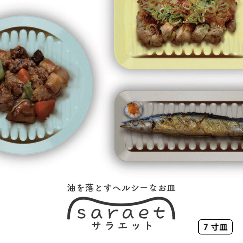 サラエット 7寸皿 プレート 丸皿 ヘルシーなお皿 saraet ブルー／イエロー／グレー