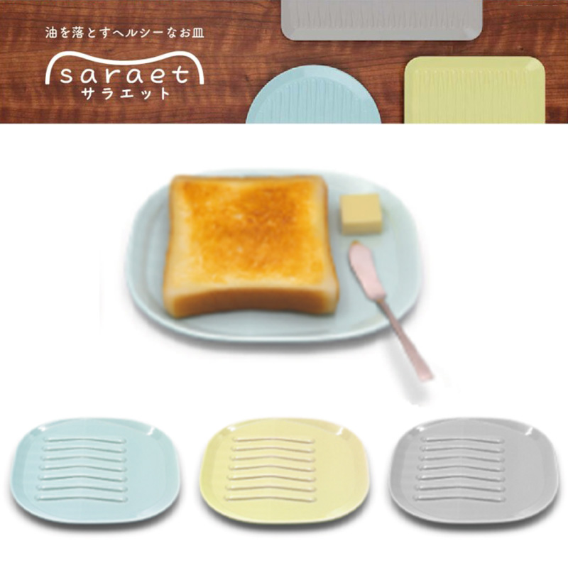 サラエット パン皿 電子レンジ用  ヘルシーなお皿 saraet ブルー／イエロー／グレー