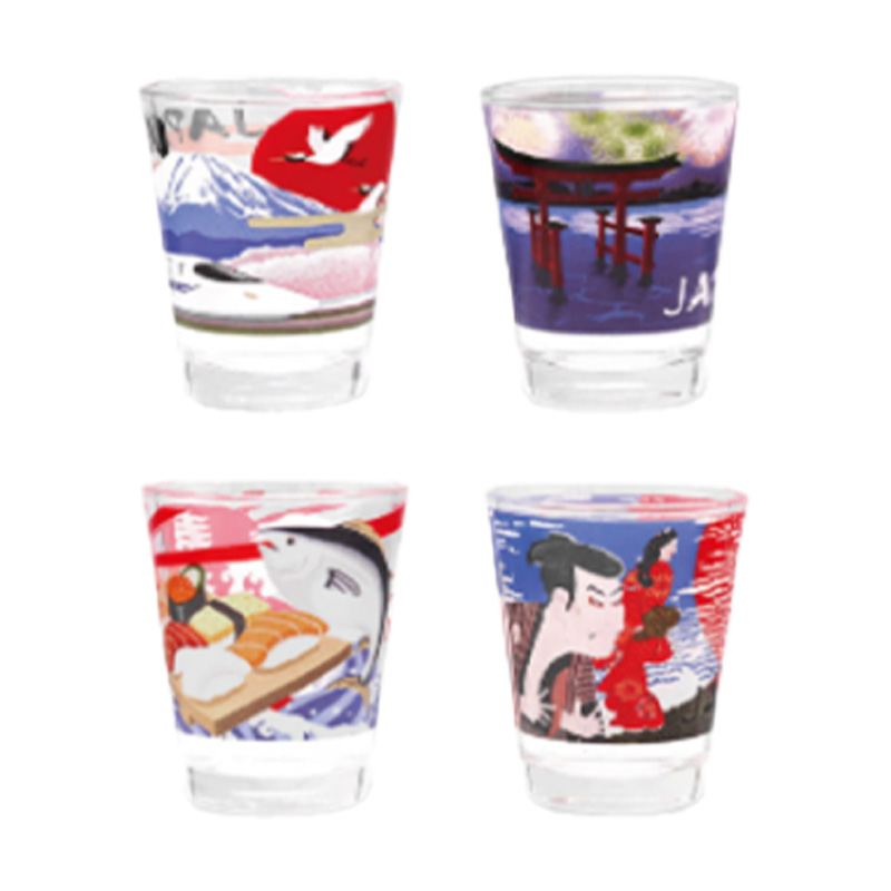 JAPAN ショットグラス 日本のお土産 富士山 寿司 浮世絵 ソーダガラス
