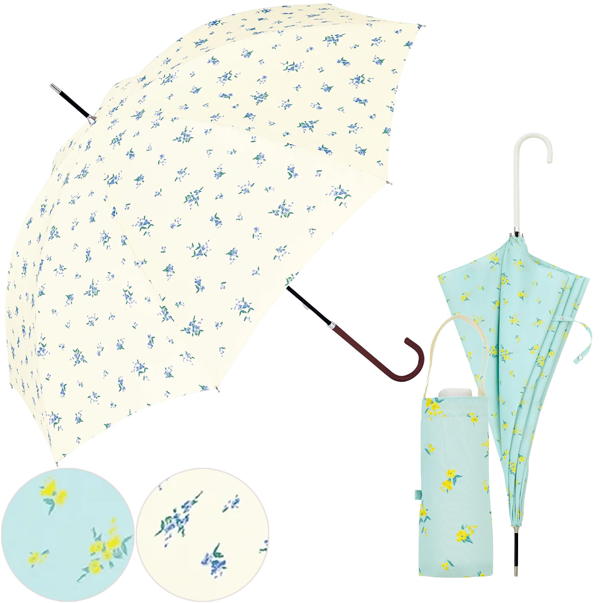 【because ビコーズ】フローレット 長傘&折りたたみ傘 折傘 晴雨兼用 雨傘 日傘 UVカット