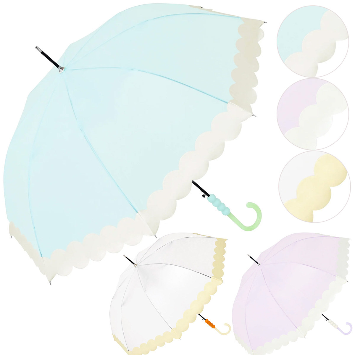 【because ビコーズ】クリアアンブレラ/ボンボン 長傘 雨傘 ジャンプ傘 グラスファイバー骨