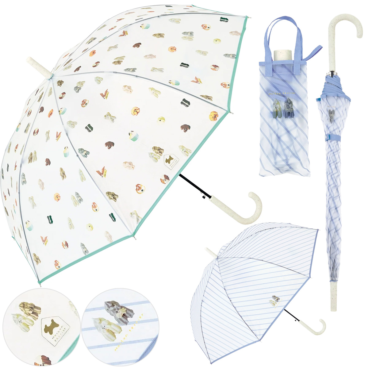 【because ビコーズ】クリアアンブレラ/メゾン・テリア 長傘&折りたたみ傘 折傘 雨傘 ジャンプ傘 グラスファイバー骨