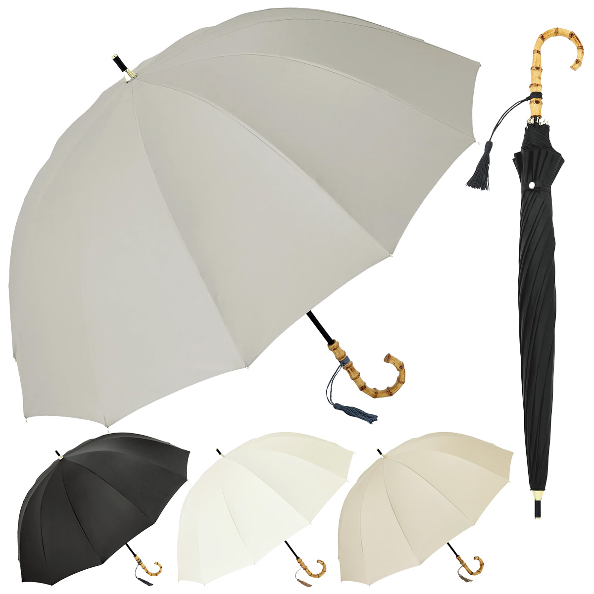 【because ビコーズ】PU12フレームプロテクト ラージ 長傘 晴雨兼用 雨傘 日傘 UVカット100% グラスファイバー骨