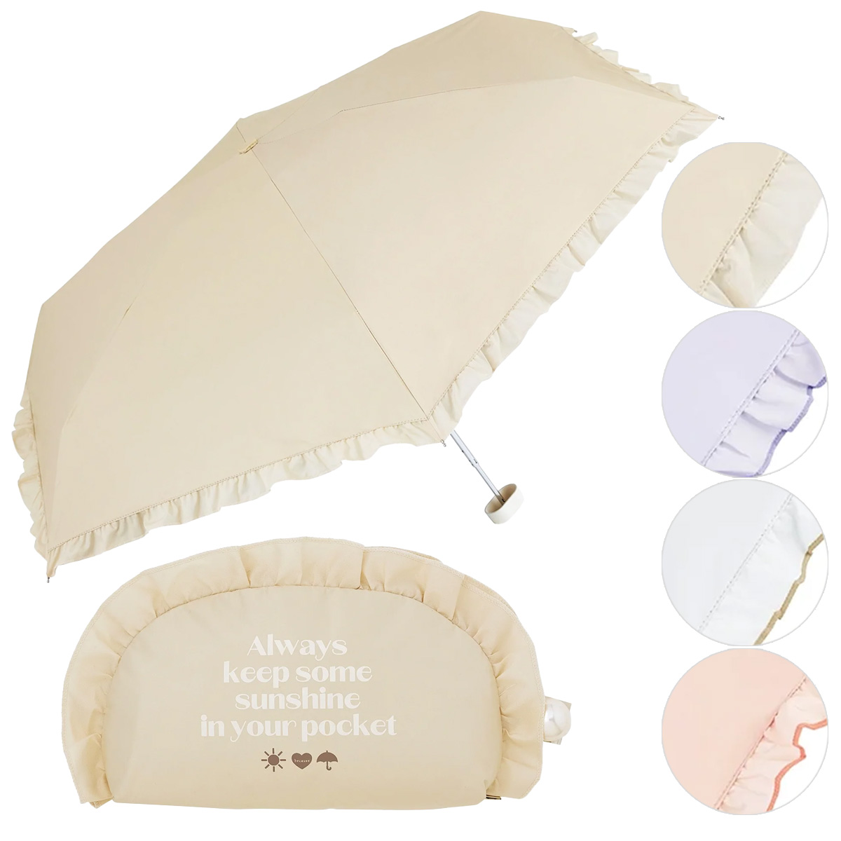 【because ビコーズ】PUフリリィ ミニ 50cm 折りたたみ傘 晴雨兼用 UPF50+ 完全遮光