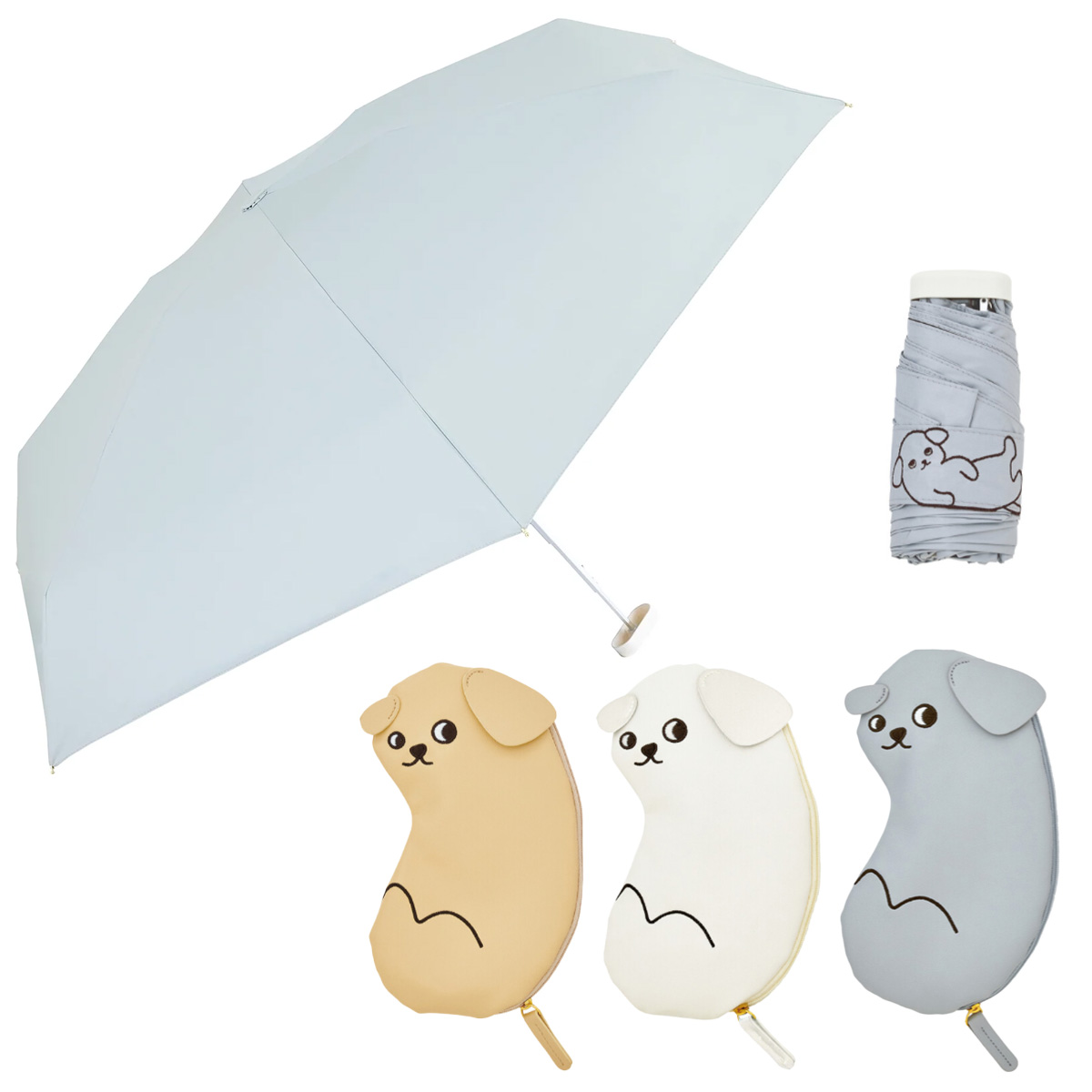 【because ビコーズ】PUおでかけドッグ ミニ 50cm 折りたたみ傘 晴雨兼用 完全遮光 UVカット100%