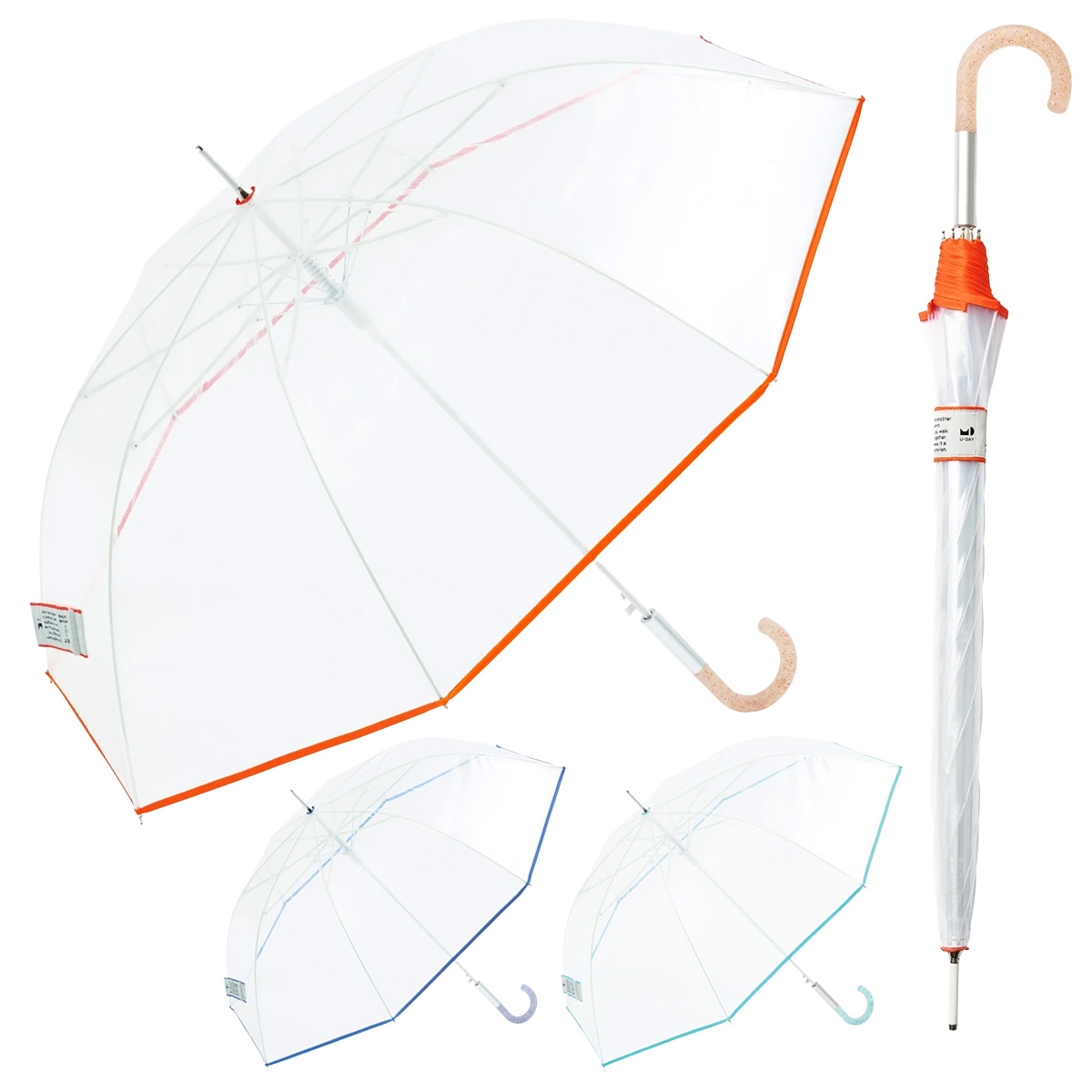 【because ビコーズ】リペット クリア/プレーンカラー 60cm 長傘 軽くて丈夫