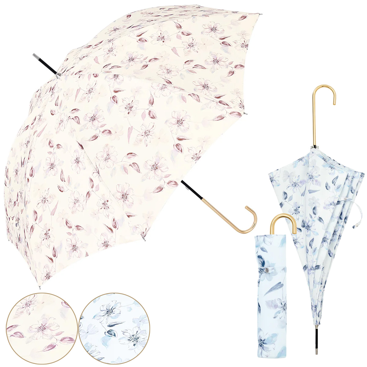 【because ビコーズ】フルール 長傘&折りたたみ傘 折傘 晴雨兼用 雨傘 日傘 UVカット