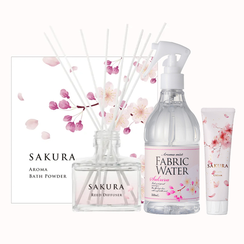 【SAKURA】リードディフューザー ハンドクリーム バスパウダー ファブリックウォーター 桜【日本製】