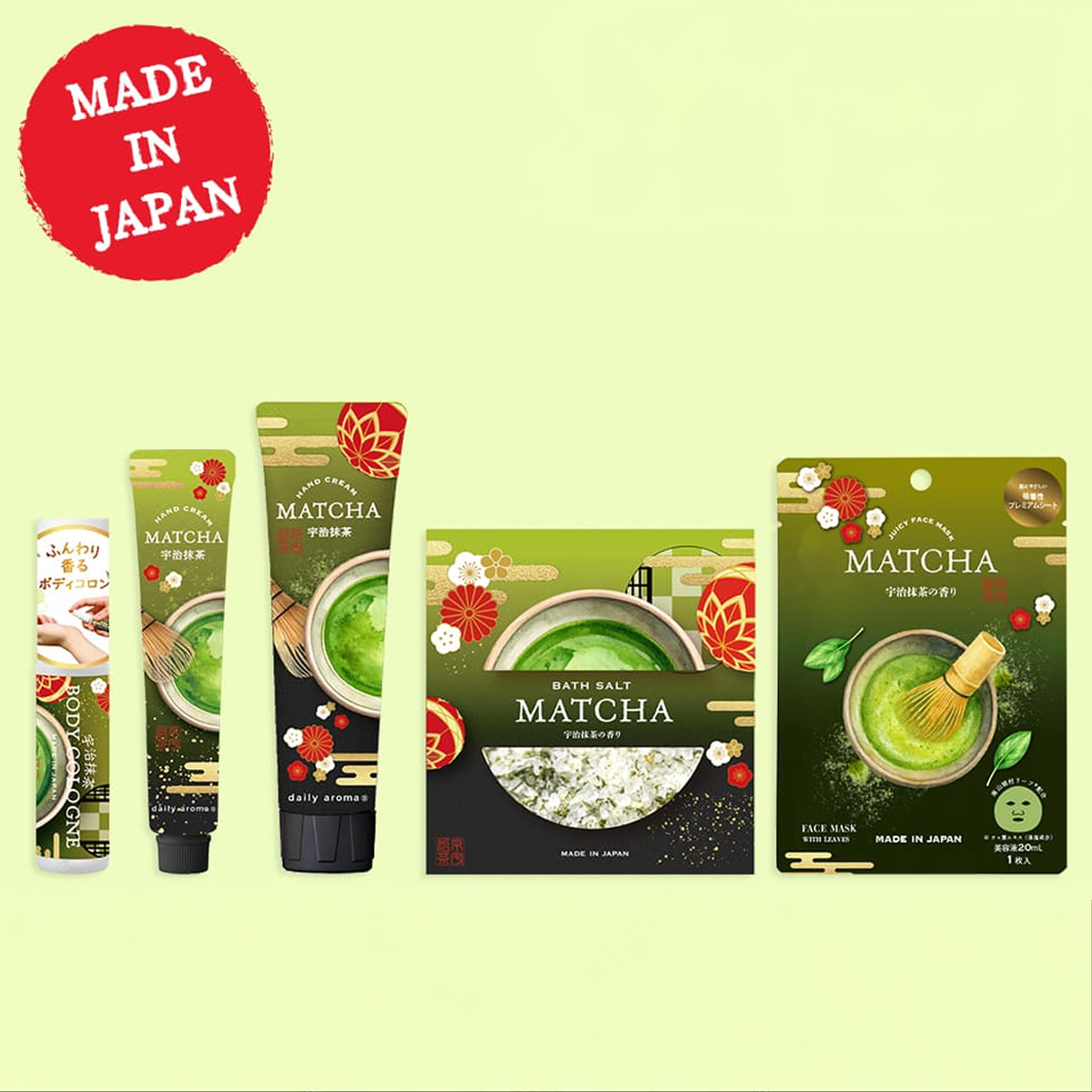 《予約：5月下旬発売》MATCHA 宇治抹茶 ハンドクリーム バスソルト フェイスマスク ボディコロン【日本製】